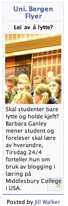 Facebook Flyer advertising Barbara Ganley's upcoming guest lecture