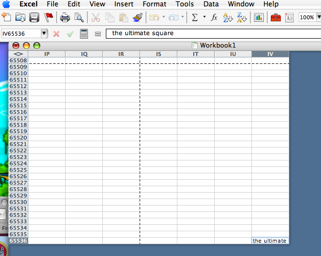 screenshot of ultimate square in excel