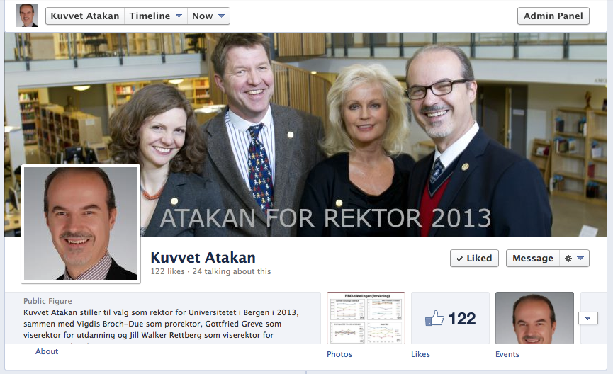 Facebook: Atakan for rektor 2013