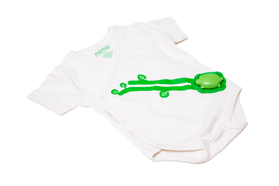 When your baby wears the Mimo Kimono with the little Turtle snapped into place, you can monitor her breathing and body motions on your smartphone app. 