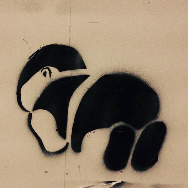 Stencils like this show that the position of Aylan's body has become iconic in itself. 