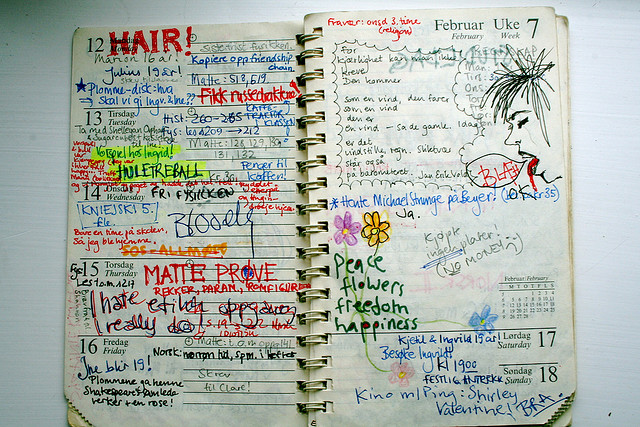 My diary in high school, ca 1989.