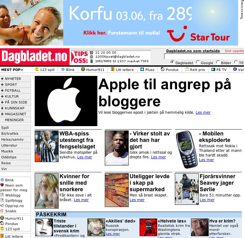 Bloggere pÂ forsiden av Dagbladet